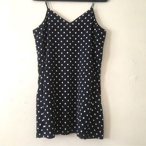 • Navy blue white polka dot dress